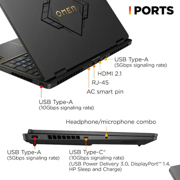Laptop HP OMEN League of Legends Ltd Ed Intel Core i7-14650HX (5.2GHz) 32GB RAM 1TB SSD 16" NVIDIA GeForce RTX 5060 8GB GDDR7 Windows 11 Home - Shadow Black - Image 5