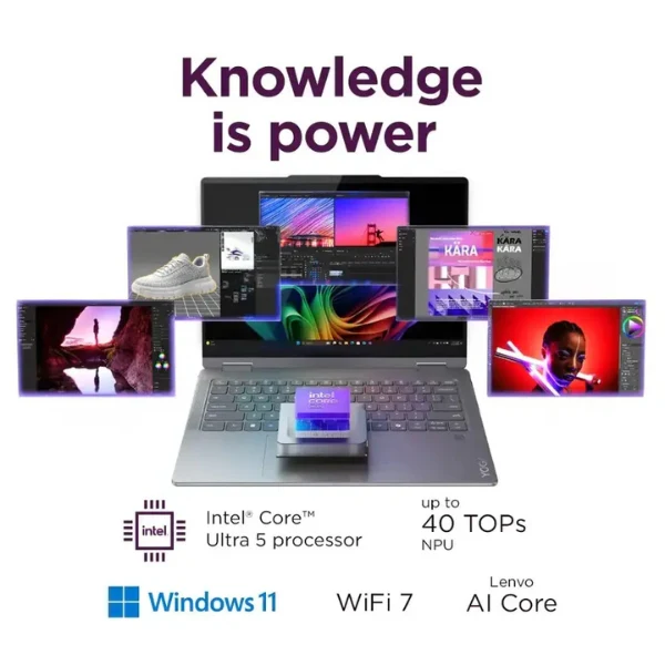 Laptop Lenovo Yoga 7i 2 en 1 Touchscreen Intel Core Ultra 5 Series 2 16GB RAM 512GB SSD 14" Intel Arc Luna Grey - Image 12