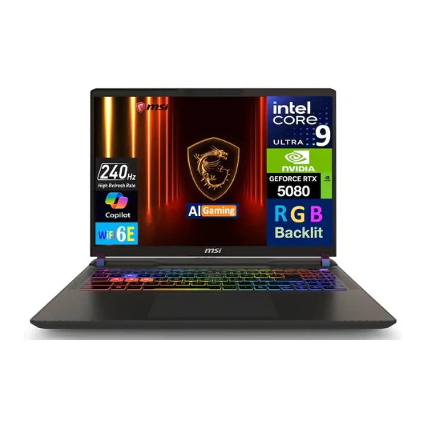Laptop MSI Vector A2XWIG-050US Intel Core Ultra 9 275HX 32GB RAM 1TB SSD 16" NVIDIA GeForce RTX 5080 Win 11 Pro - Cosmo Gray