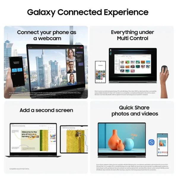 Laptop Samsung Galaxy Book5 Pro 360 Copilot+ PC Intel Core Ultra 7 16GB 1TB SSD 16 AMOLED Touch Gray NP960QHA-KG1US - Image 6