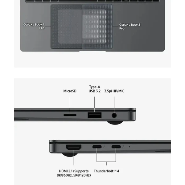 Laptop Samsung Galaxy Book5 PRO Intel Core Ultra 7 32GB RAM 1TB SSD 16" Intel Arc Windows 11 NP964XHA-KG2US Gray - Image 6