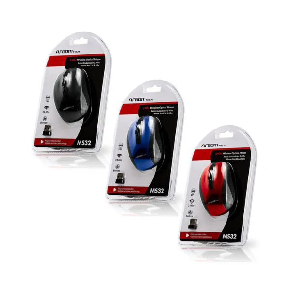 Mouse Argom MS32 – Óptico, Inalámbrico 2.4GHz, 1600DPI, 4 Botones – Color Rojo - Image 4