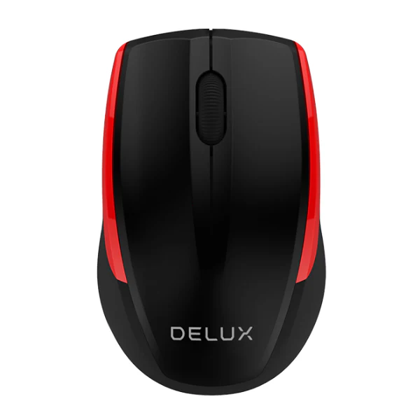 Mouse Delux M321GX Inalambrico 2.4GHZ Color negro-rojo
