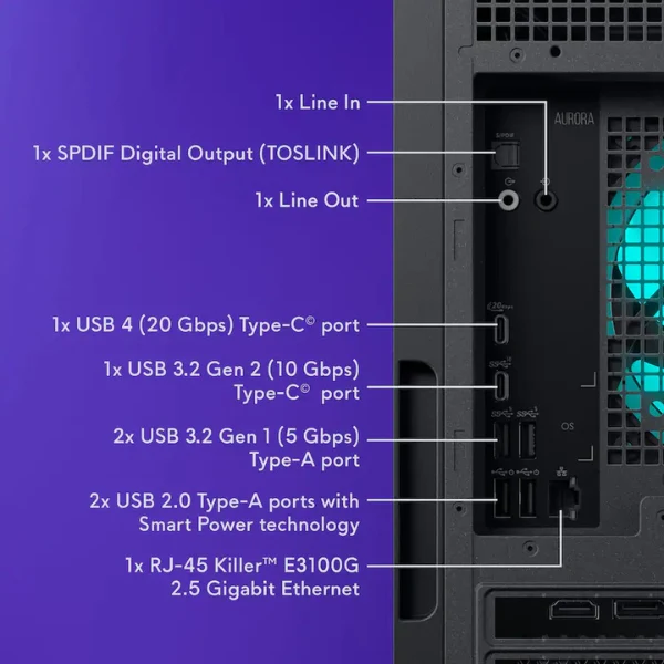 Pc Gaming Alienware Aurora Intel Core Ultra 7 265F (5.3 GHz) - 32 GB DDR5 - 1 TB SSD - NVIDIA GeForce RTX 5060 Ti 8GB GDDR7 - 500 W - Win 11 Home - Black - Image 4