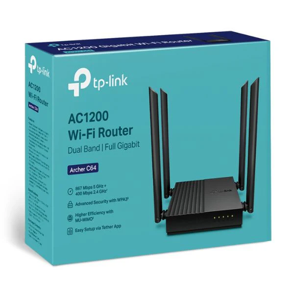 ROUTER TP-LINK ARCHER C64 AC 1200 DOBLE BANDA 4 PUERTOS LAN 10/100MBPS 4 ANTENAS 2.4 GHZ-5GHZ IEEE802.11 - Image 5