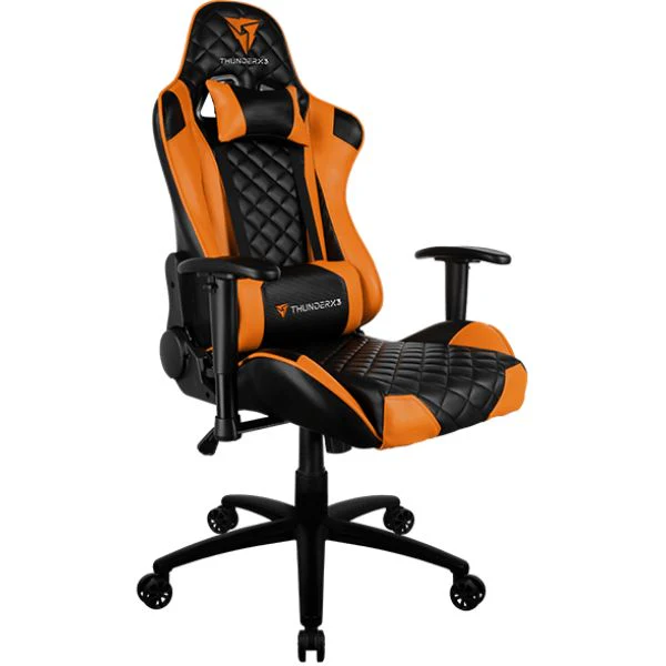 Silla Aerocool Gaming ThunderX3 TGC12 Ergonómica Reclinable con Soporte Lumbar y Cervical – Negro/Naranja - Image 2