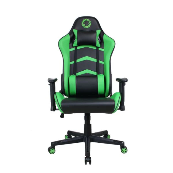Silla Gaming GameMax GCR09 - Cuero Sintético PU - Elevador Gas - Reclinación 166° - Balanceo 12° - Verde