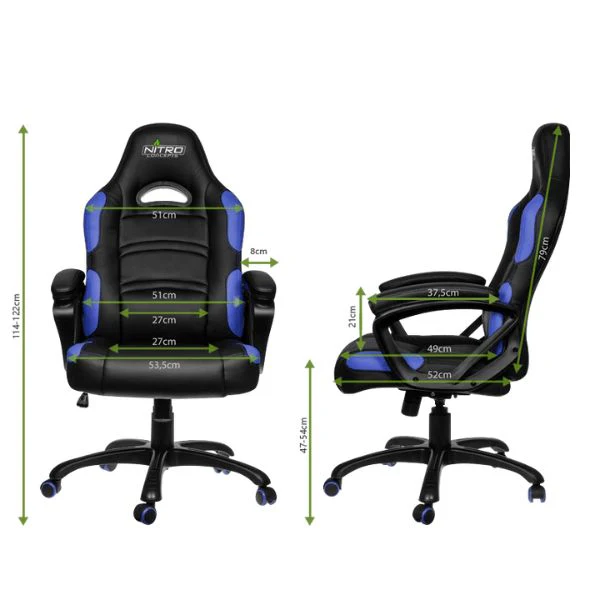 SILLA GAMING GAMEMAX NEGRA-AZUL, PIEL VEGANA, ERGONOMICA, ELEVADOR DE GAS, BALANCEO HASTA 15 - Image 4