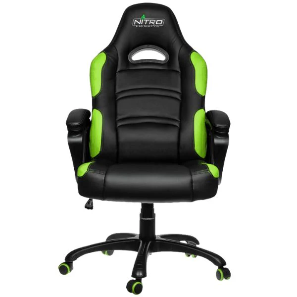 SILLA GAMING GAMEMAX NEGRA-VERDE, PIEL VEGANA, ERGONOMICA, ELEVADOR DE GAS, BALANCEO HASTA 15