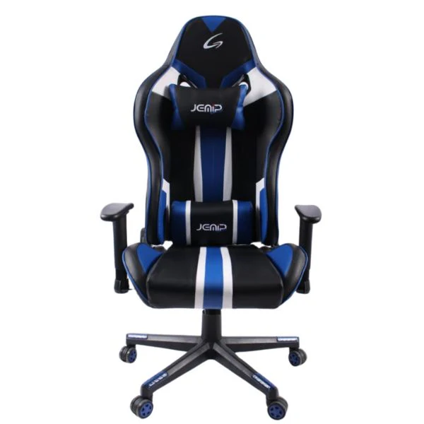 Silla Jemip Gaming Racer One - Ajuste de Inclinación 180° y Altura - Negro-Blanco-Azul