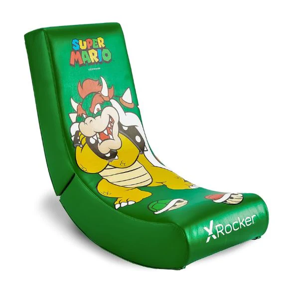 Silla X Rocker Super Mario, Edicion  Bowser  All-Star, Cuero sintetico Verde pleglable, A64.40xAN40.64xF84.84