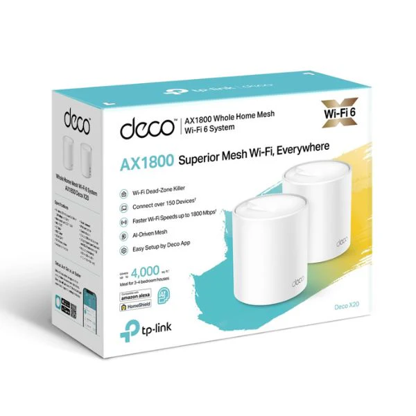Sistema de Malla Wi-Fi 6 Mesh Tp-Link Deco X20 AX1800 (2-PACK) 1800 Mbps: 1201 Mbps en 5 GHz y 574 Mbps en 2,4 GHz. - Image 3
