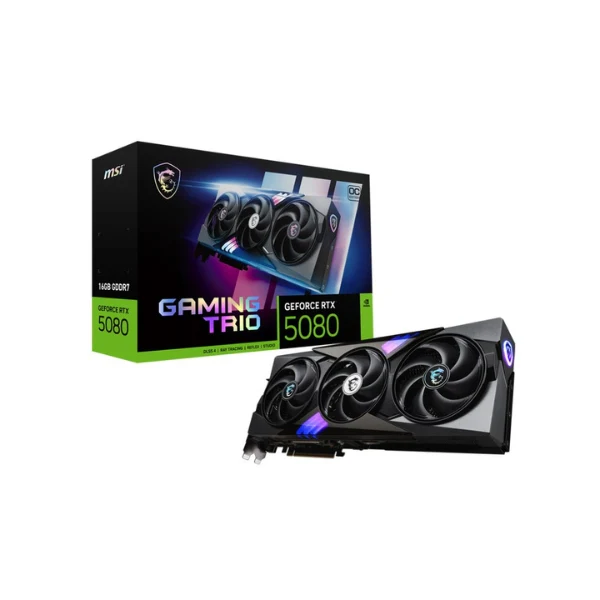 Tarjeta Gráfica MSI NVIDIA GeForce RTX 5080 GAMING TRIO Overclocked Triple Fan 16GB GDDR7 PCIe 5.0