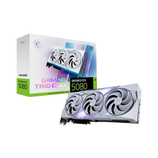 Tarjeta gráfica MSI NVIDIA GeForce RTX 5080 GAMING TRIO WHITE OC Triple Fan 16GB GDDR7