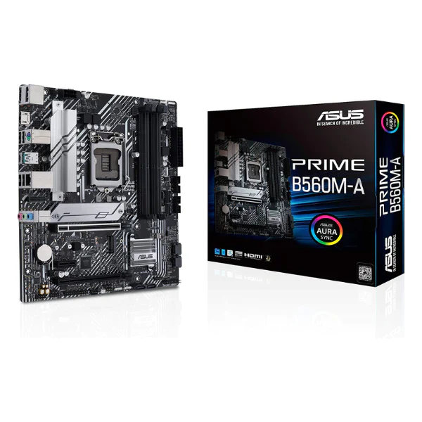 Tarjeta Madre ASUS Prime B560M-A AC Intel LGA1200 mATX PCIe 4.0 two M.2 8 power1GBLAN,DisplayPort,dual HDMI,USB 3.2 2Type-C, Motherboard