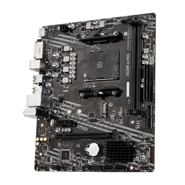 Tarjeta Madre MSI A520M-A PRO - Micro-ATX - Socket AM4 - DDR4 hasta 4600MHz - PCIe 3.0 - 4K - USB 3.2 - M.2 - Image 3