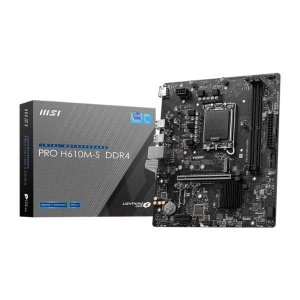 Tarjeta Madre MSI PRO H610M-S - Micro-ATX - Socket LGA 1700 - DDR4 hasta 64GB - PCIe 4.0 - 1G LAN