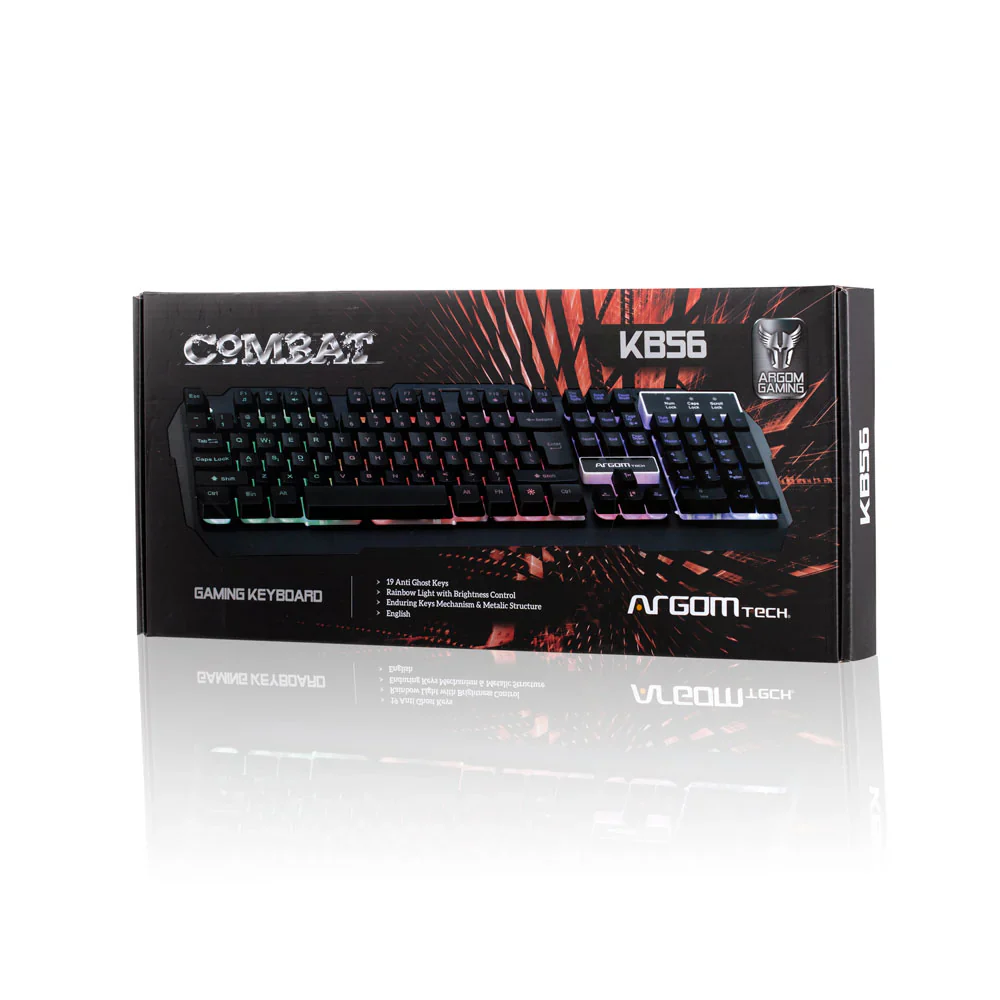 Teclado ARGOM USB Gaming COMBAT KB56/ GAMING/ LUZ RGB/USB/ CUBIERTA DE METAL/ ING/ Color Negro - Image 3
