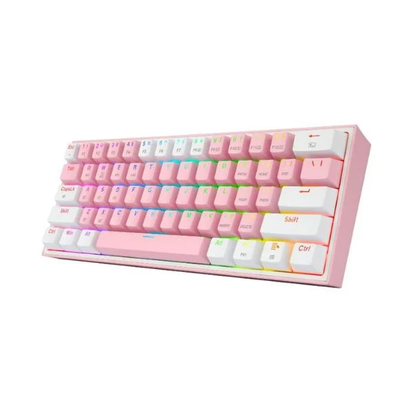 Teclado mecánico FIZZ cable usb-c, RGB chroma rosa con blanco, switches Redragon Red - Image 3