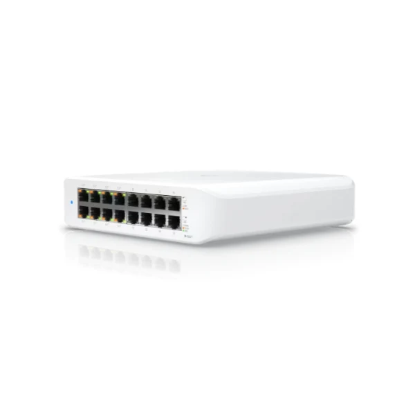 Switch Ubiquiti UniFi USW-LITE-16-POE - 16 Puertos Gigabit (8 PoE+) - 60W PoE - Conmutador Gestionado Lite