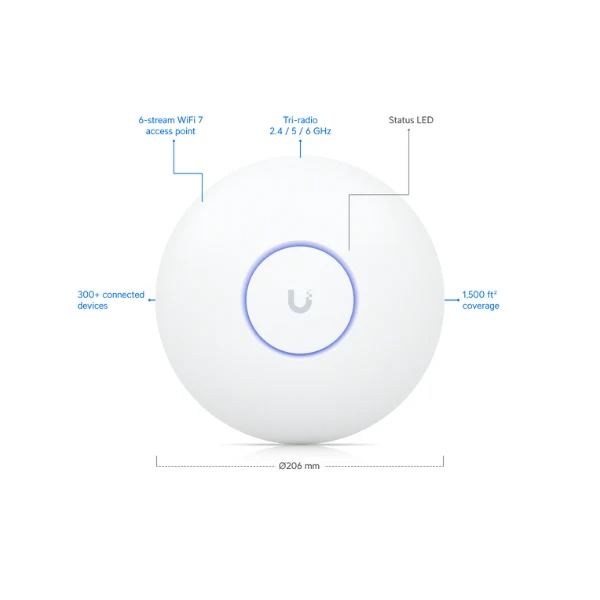 WiFi Ubiquiti UniFi U7 Pro Access Point BE9300 WiFi 7 Tri-Band - Image 3